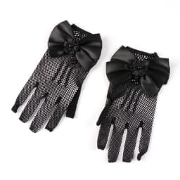 Kids Party Lace Pearl Fishnet Gloves Communion Flower Girl Party Gloves Children's Glove High Elasticity Mesh Bow Gloves