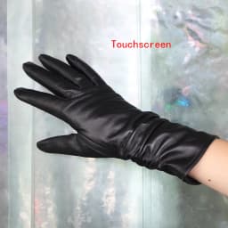 25cm Classic Pleated Genuine Leather Gloves Women Color Real Leather Gloves Sheepskin Leather Femal Winter Gloves