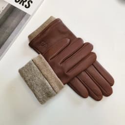 New Men's Deer Skin Gloves Warm Wool Knitted Lining Solid Color Driving Leather Gloves