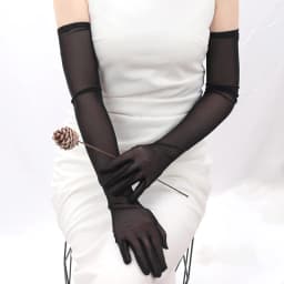 Elastic Transparent Sunscreen Sexy Driving Gloves Women Gloves Ultra Thin Dress Mittens Sheer Tulle 55cm Long Female Goth Gloves