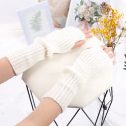 Long Fingerless Gloves Women Lolita Kawaii Cosplay Mitten Winter Warmer Knitted Arm Sleeve Casual Girls Punk Gothic Black Gloves
