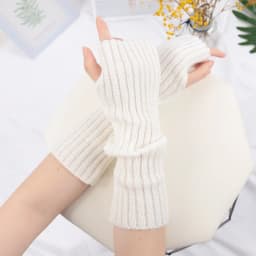 Long Fingerless Gloves Women Lolita Kawaii Cosplay Mitten Winter Warmer Knitted Arm Sleeve Casual Girls Punk Gothic Black Gloves