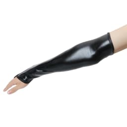 Sexy Long Black Metallic Feel Gloves Synthetic Leather Arm Sleeves Costume New