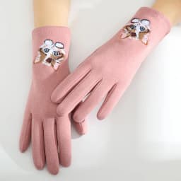Cartoon Cat Embroidery Warm Gloves Women Winter Thick Cycling Driving Youth Students Fashion Cute Touch Screen Mittens Girl Gift