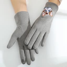 Cartoon Cat Embroidery Warm Gloves Women Winter Thick Cycling Driving Youth Students Fashion Cute Touch Screen Mittens Girl Gift