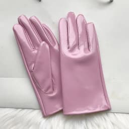 Patent Leather Glove Woman Genuine Leather Short Style Autumn Winter Warm Velvet Lining Leisure Driving Gloves