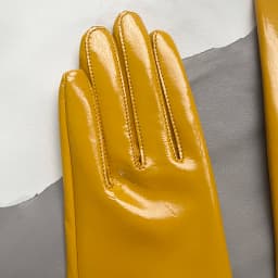 Patent Leather Glove Woman Genuine Leather Short Style Autumn Winter Warm Velvet Lining Leisure Driving Gloves