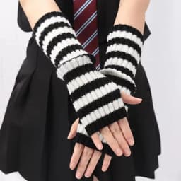 Christmas Red Striped Knitted Long Fingerless Arm Sleeves Women Winter Arm Warmer Harajuku Girls Y2K Fashion Half Finger Gloves