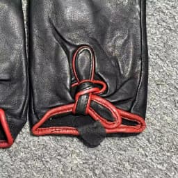 Women Genuine Sheepskin Finger Gloves, Warm Cold-Resistant Black Bow Decor, Simple Cycling Riding Gloves Big Size R3232