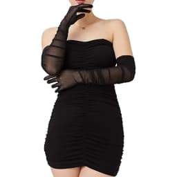 70cm Extra Long Sexy Women Transparent Elasticity Mesh Tulle Solid Gloves Opera Halloween Costume Cosplay Party Dance Gloves