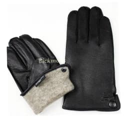 Winter Thick Warm Deerskin Gloves Men's Leather Fashion Simple Outer Seam Style Flannel Lining Thin Wool Points Free Shipping