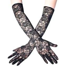 New Elastic Floral Lace Full Finger Holiday Party Gloves For Men Women Solid Sunscreen Long Mittens Outdoor Dress Up Gloves