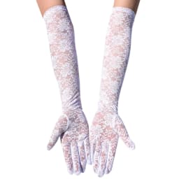 New Elastic Floral Lace Full Finger Holiday Party Gloves For Men Women Solid Sunscreen Long Mittens Outdoor Dress Up Gloves
