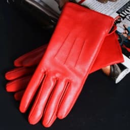 Women's Ladies 100% Real Leather Sheep skin Elegant Winter Warm Thick Lining White Pink Colorful Cute Outdoor Short Gloves