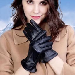 Women's Sheepskin Gloves Winter Warmth Plus Velvet Short Thin Screen Driving Female Color Leather Gloves High-end Winter Gloves