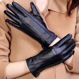 Women's Sheepskin Gloves Winter Warmth Plus Velvet Short Thin Screen Driving Female Color Leather Gloves High-end Winter Gloves