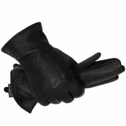 Winter Men Deer Skin Leather Gloves Male Warm Soft Black Sewing Design Men Mittens Imitate Rabbit Hair 70% Wool Lining-07