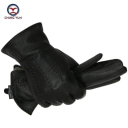 Winter Men Deer Skin Leather Gloves Male Warm Soft Black Sewing Design Men Mittens Imitate Rabbit Hair 70% Wool Lining-07