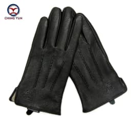 Winter Men Deer Skin Leather Gloves Male Warm Soft Black Sewing Design Men Mittens Imitate Rabbit Hair 70% Wool Lining-07