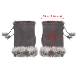 1Pair Fashion Winter Warm Gloves Women Girls Faux Rabbit Fur Warmer Fingerless Mittens Soft Suede Leather Stretch Gloves