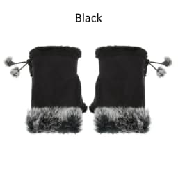 1Pair Fashion Winter Warm Gloves Women Girls Faux Rabbit Fur Warmer Fingerless Mittens Soft Suede Leather Stretch Gloves