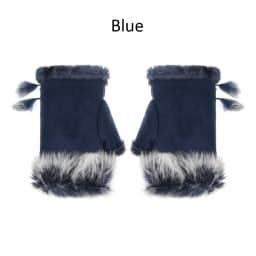 1Pair Fashion Winter Warm Gloves Women Girls Faux Rabbit Fur Warmer Fingerless Mittens Soft Suede Leather Stretch Gloves
