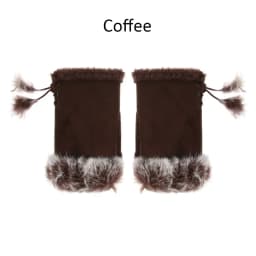 1Pair Fashion Winter Warm Gloves Women Girls Faux Rabbit Fur Warmer Fingerless Mittens Soft Suede Leather Stretch Gloves