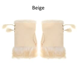 1Pair Fashion Winter Warm Gloves Women Girls Faux Rabbit Fur Warmer Fingerless Mittens Soft Suede Leather Stretch Gloves