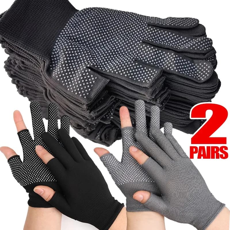 Non-slip Nylon Gloves for Safety Work Outdoor Cycling Breathable Half Finger Gloves Mittens Men Fingerless Touchscreen Gloves