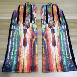Oil Painting Touch Screen Driving Mittens Women's Winter Suede Leather Motorcycle Gloves Ourdoor Warm Sport Ski Cycling Glove