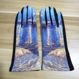 Oil Painting Touch Screen Driving Mittens Women's Winter Suede Leather Motorcycle Gloves Ourdoor Warm Sport Ski Cycling Glove