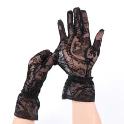 Punk Gothic Lolita Halloween Cosplay Rose Cross Black Lace Thin Gloves Halloween Women Sexy Transparent Elasticity Mesh Mittens
