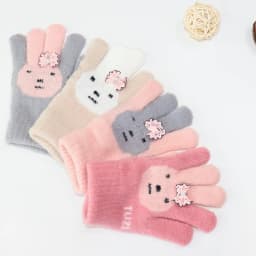 Children's Five-Finger Warm Gloves for Girls Ages 5-12 Kids Thermal Mittens with Thumb Separation