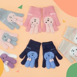 Children's Five-Finger Warm Gloves for Girls Ages 5-12 Kids Thermal Mittens with Thumb Separation