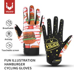 1 pair of parent-child fun graffiti burger sports cycling gloves, non slip, shock-absorbing, wear-resistant, breathable cycling