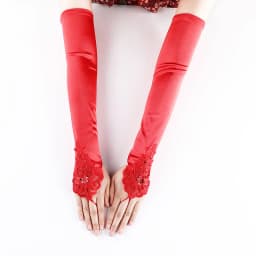 Vintage Embroidery Fingerless Lace Sequins Gloves Bride Mittens Party Accessories Opera Black Women Satin Sexy Long Gloves