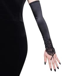 Vintage Embroidery Fingerless Lace Sequins Gloves Bride Mittens Party Accessories Opera Black Women Satin Sexy Long Gloves