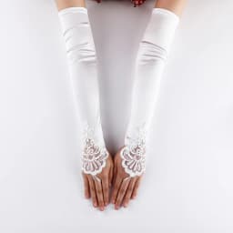 Vintage Embroidery Fingerless Lace Sequins Gloves Bride Mittens Party Accessories Opera Black Women Satin Sexy Long Gloves
