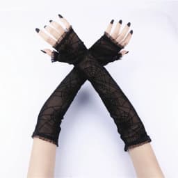 Gothic Lolita Girls Black Spider Web Gloves Punk Harajuku Halloween Cosplay Women Sexy Half Finger Fingerless Lace Mesh Mittens