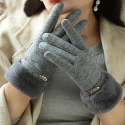 New Women Winter Warm Touch Screen Plus Velvet Thicken Plush Wrist Gloves Elegant Female Soft Cycling Drive Not Bloated