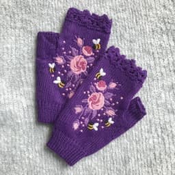 Half Finger Gloves Women Knitted Fingerless Winter Gloves Soft Crochet Bee Knitting Faux Wool Fingerless Gloves Wrist Warmer