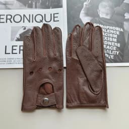 New Deerskin Gloves Men's Single-Skin Thin Hollow Breathable Leather Gloves for Drivers Driving Motorcycles and Riding