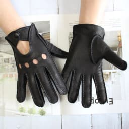 New Deerskin Gloves Men's Single-Skin Thin Hollow Breathable Leather Gloves for Drivers Driving Motorcycles and Riding