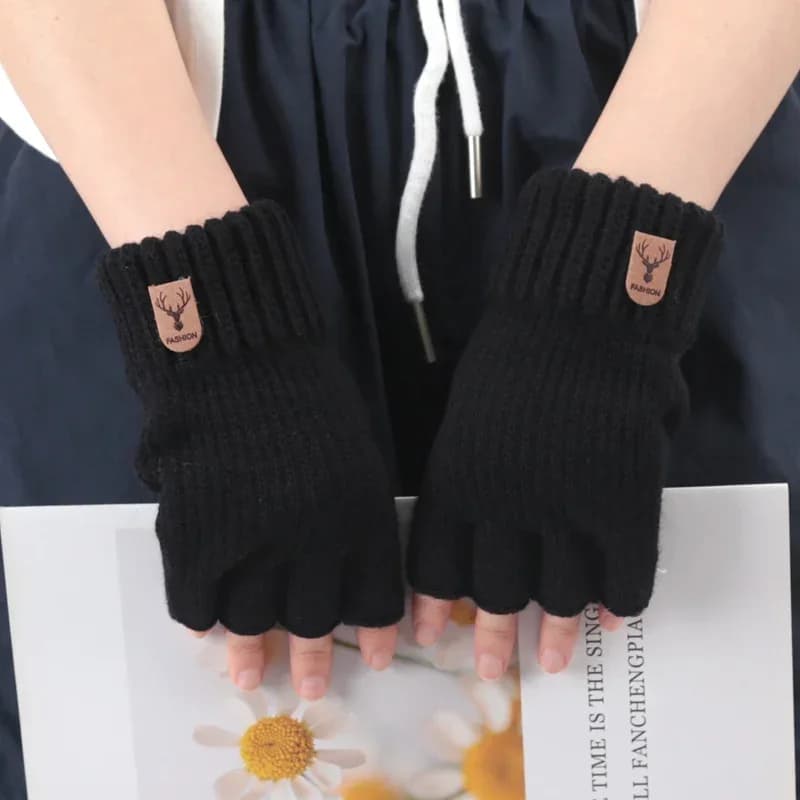 Unisex Elastic Knitted Fingerless Gloves Winter Thicken Warm Touch Screen Mittens for Men Women Warm Half Finger Work Gloves