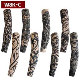 8pcs Men Long Summer Tattoo Sleeves Seamless Armguard Sun Protection Cover Outdoor Gloves Driving Ice Silk Women Arm Sleeves