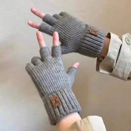 Women Men Short Outdoor Half Finger Gloves Fingerless Knit Wrist Spring Autumn Warm Stretch Work Cycling Accessories Gloves