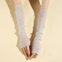 Shiny Rhinestone Ice Silk Sleeve Summer Women Long Fingerless Gloves Outdoor Sun Protection Breathable Arm Sleeves Sexy Drive