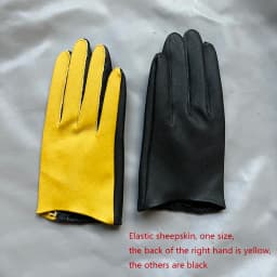 Real Sheepskin Gloves Women's Contrast Gloves One Size Fits All Wrist Soft And Skinny