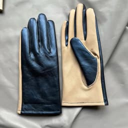 Real Sheepskin Gloves Women's Contrast Gloves One Size Fits All Wrist Soft And Skinny