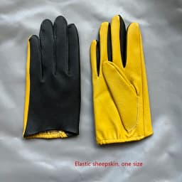 Real Sheepskin Gloves Women's Contrast Gloves One Size Fits All Wrist Soft And Skinny
